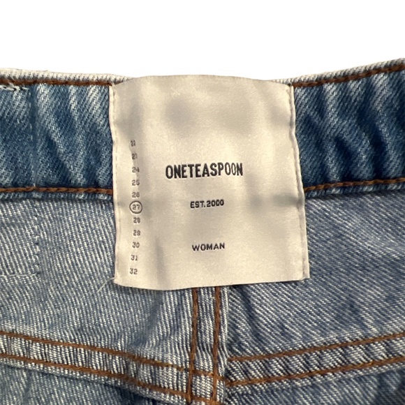 One Teaspoon Wilde Blue Truckers Mid Rise Straight Leg Distressed Rigid Jeans 27 - Picture 5 of 10